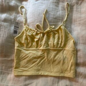 Aritzia Light Yellow Crop Top